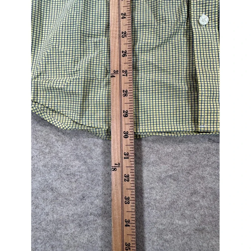 Banana Republic Stretch Shirt Mens Large Green Micro Check Cotton Button Up